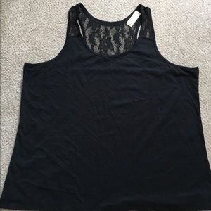 Cacique Black Lace Racer Back Tank Top 26/28 NWT